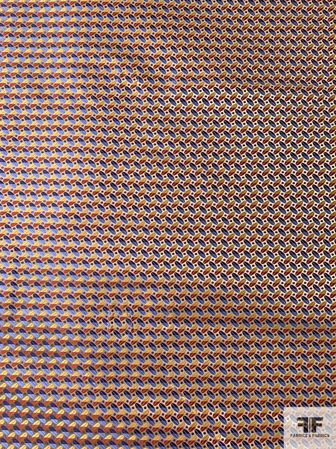 Leaf Geometric Silk Necktie Jacquard Brocade - Yellow-Gold / Brick / Navy / Blue / Purple 6 Leaf Geometric Silk Necktie Jacquard Brocade - Yellow-Gold / Brick / Navy / Blue / Purple - Image 4