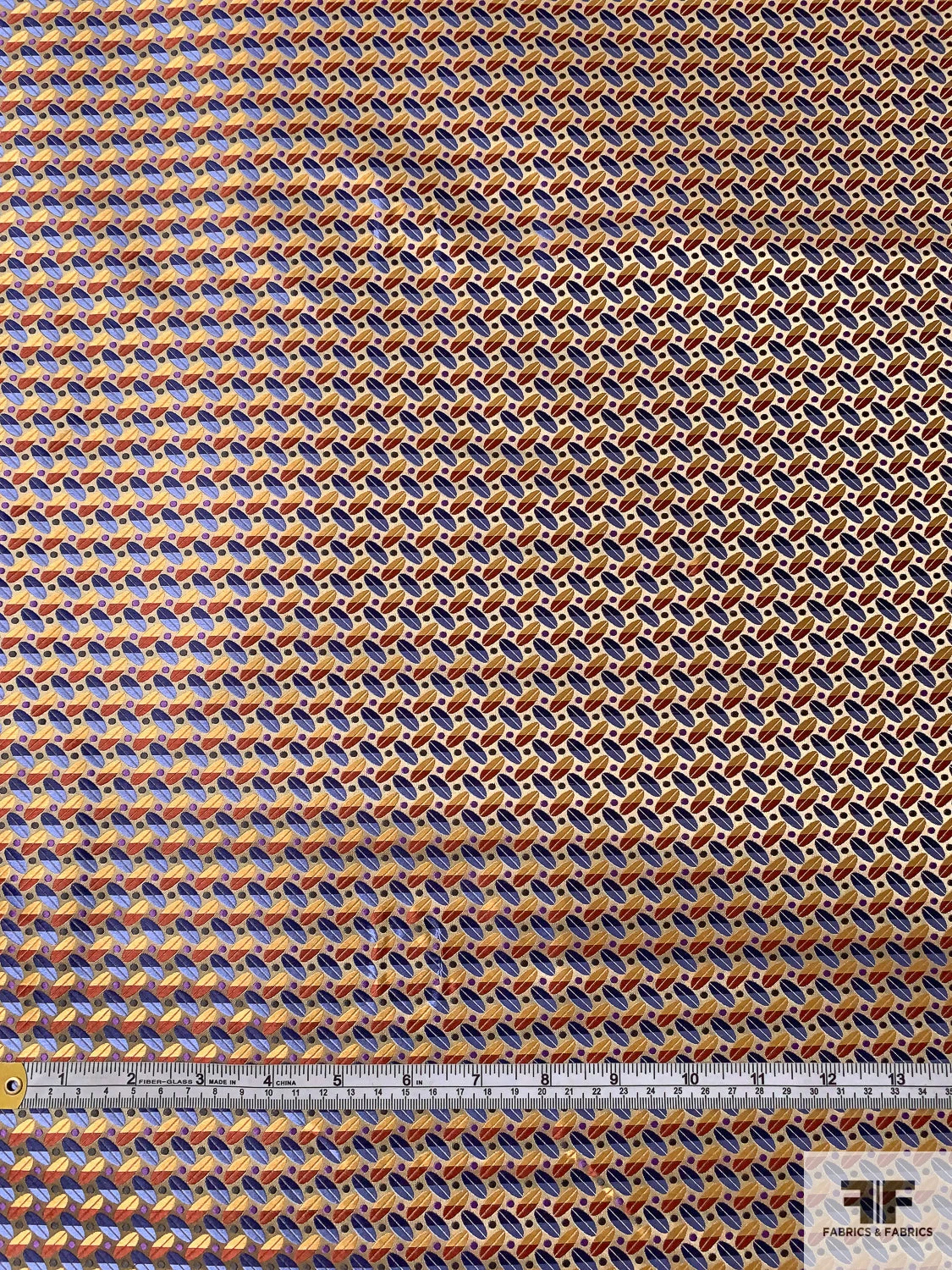 Leaf Geometric Silk Necktie Jacquard Brocade - Yellow-Gold / Brick / Navy / Blue / Purple 7 Leaf Geometric Silk Necktie Jacquard Brocade - Yellow-Gold / Brick / Navy / Blue / Purple - Image 5