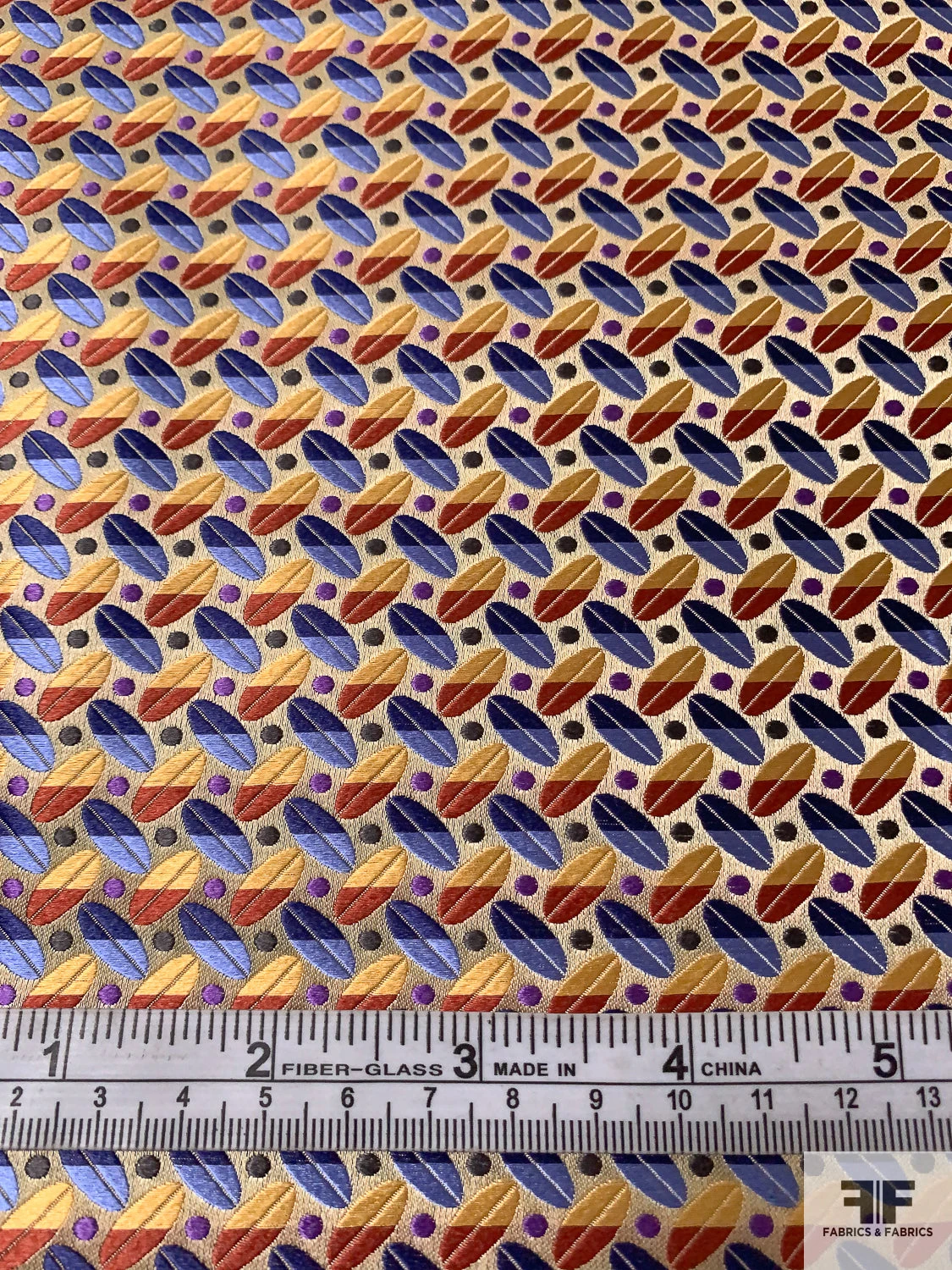 Leaf Geometric Silk Necktie Jacquard Brocade - Yellow-Gold / Brick / Navy / Blue / Purple 8 Leaf Geometric Silk Necktie Jacquard Brocade - Yellow-Gold / Brick / Navy / Blue / Purple - Image 6
