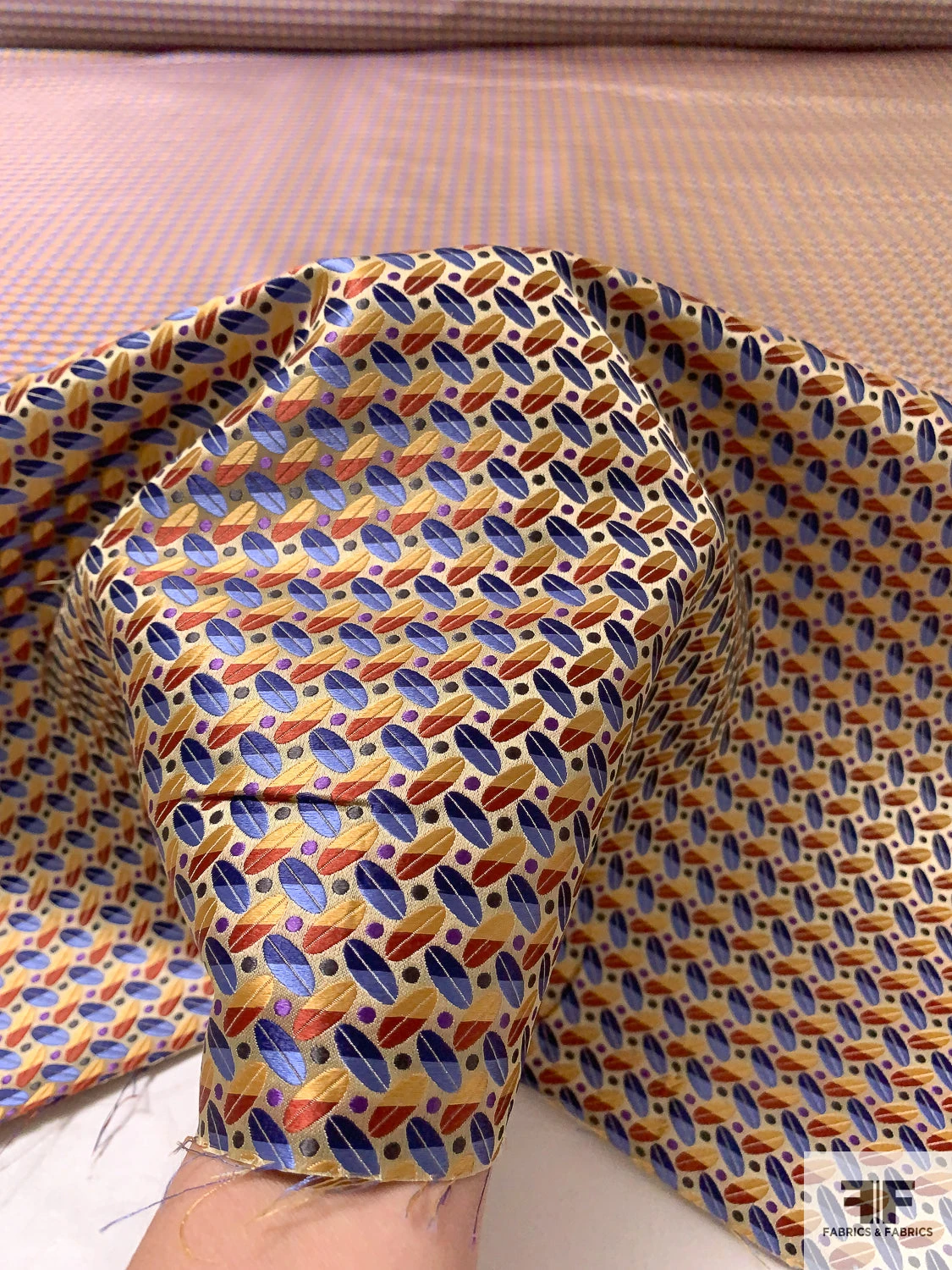 Leaf Geometric Silk Necktie Jacquard Brocade - Yellow-Gold / Brick / Navy / Blue / Purple 10 Leaf Geometric Silk Necktie Jacquard Brocade - Yellow-Gold / Brick / Navy / Blue / Purple - Image 8