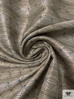 Tentacle Web Silk Necktie Jacquard Brocade - Light Ecru / Grey