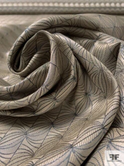 Tentacle Web Silk Necktie Jacquard Brocade - Light Ecru / Grey -Fabrics And Fabrics Store 15766 3