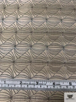 Tentacle Web Silk Necktie Jacquard Brocade - Light Ecru / Grey -Fabrics And Fabrics Store 15766 6