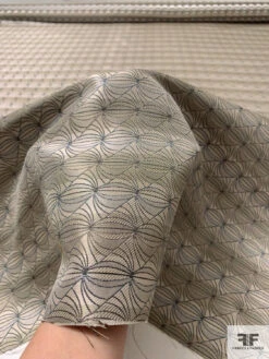 Tentacle Web Silk Necktie Jacquard Brocade - Light Ecru / Grey -Fabrics And Fabrics Store 15766 8