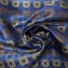 Linked Floral Silk Necktie Jacquard Brocade - Blue / Copper / Antique Yellow