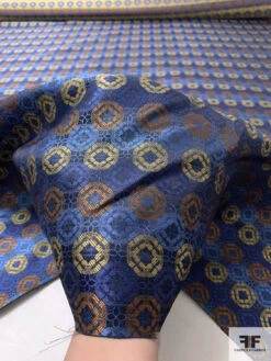Linked Floral Silk Necktie Jacquard Brocade - Blue / Copper / Antique Yellow 17 Linked Floral Silk Necktie Jacquard Brocade - Blue / Copper / Antique Yellow -Fabrics And Fabrics Store 15767 8