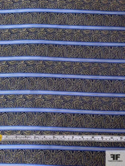 Paisley Striped Silk Necktie Jacquard Brocade - Navy / Blue / Yellow / Tan 13 Paisley Striped Silk Necktie Jacquard Brocade - Navy / Blue / Yellow / Tan -Fabrics And Fabrics Store 15768 4