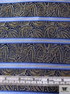 Paisley Striped Silk Necktie Jacquard Brocade - Navy / Blue / Yellow / Tan 14 Paisley Striped Silk Necktie Jacquard Brocade - Navy / Blue / Yellow / Tan -Fabrics And Fabrics Store 15768 5