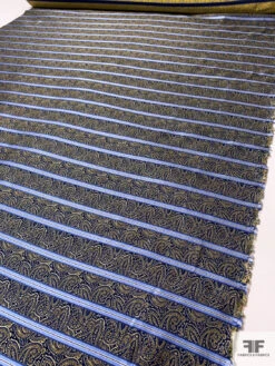 Paisley Striped Silk Necktie Jacquard Brocade - Navy / Blue / Yellow / Tan 15 Paisley Striped Silk Necktie Jacquard Brocade - Navy / Blue / Yellow / Tan -Fabrics And Fabrics Store 15768 6