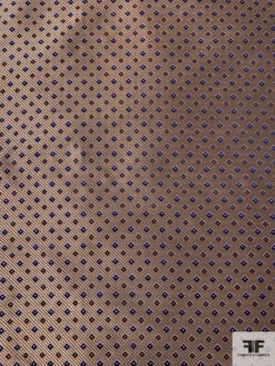 Squares And Diagonal Striped Silk Necktie Jacquard Brocade - Tan / Orange / Navy / Purple -Fabrics And Fabrics Store 15786 4