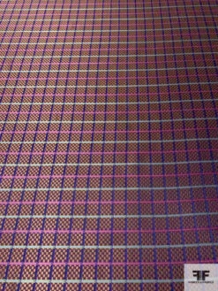 Micro-Checkered Windowpane Silk Necktie Jacquard Brocade - Copper / Navy / Purple / Green 13 Micro-Checkered Windowpane Silk Necktie Jacquard Brocade - Copper / Navy / Purple / Green -Fabrics And Fabrics Store 15792 3