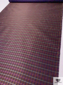 Micro-Checkered Windowpane Silk Necktie Jacquard Brocade - Copper / Navy / Purple / Green 15 Micro-Checkered Windowpane Silk Necktie Jacquard Brocade - Copper / Navy / Purple / Green -Fabrics And Fabrics Store 15792 6