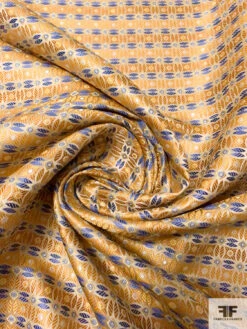 Circle Lattice Silk Necktie Jacquard Brocade - Yellow-Gold / Blue / White 13 Circle Lattice Silk Necktie Jacquard Brocade - Yellow-Gold / Blue / White -Fabrics And Fabrics Store 15794 1