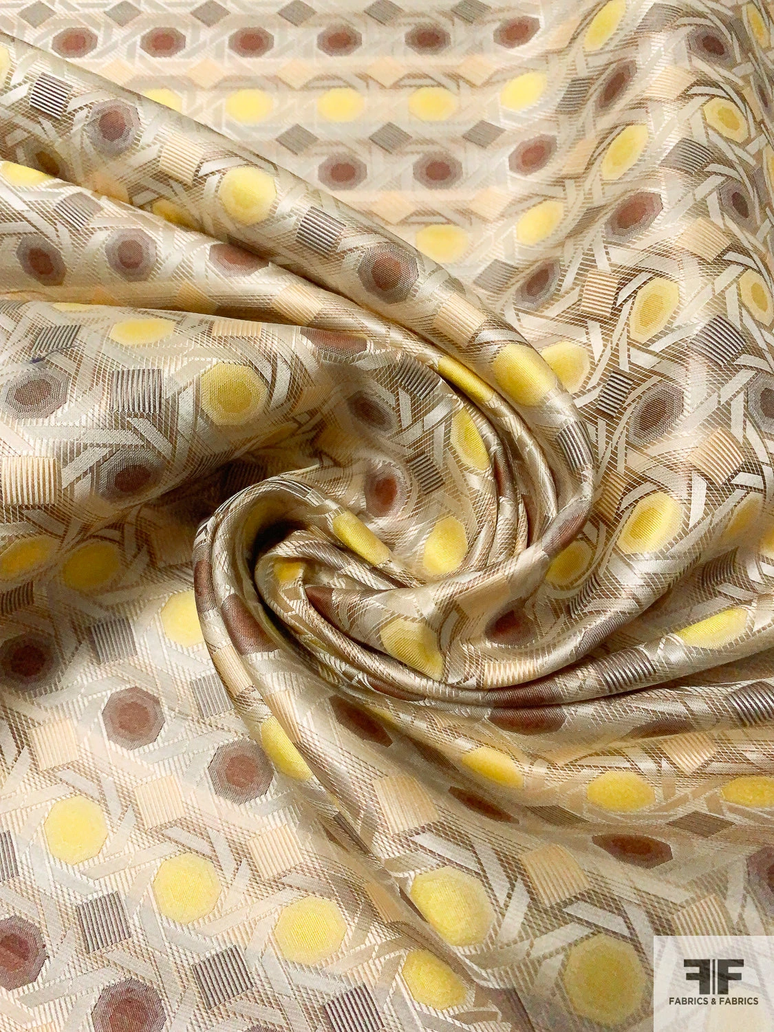 Geometric Lattice Silk Necktie Jacquard Brocade - Beige / Tan / Brown / Yellow 5 Geometric Lattice Silk Necktie Jacquard Brocade - Beige / Tan / Brown / Yellow - Image 3