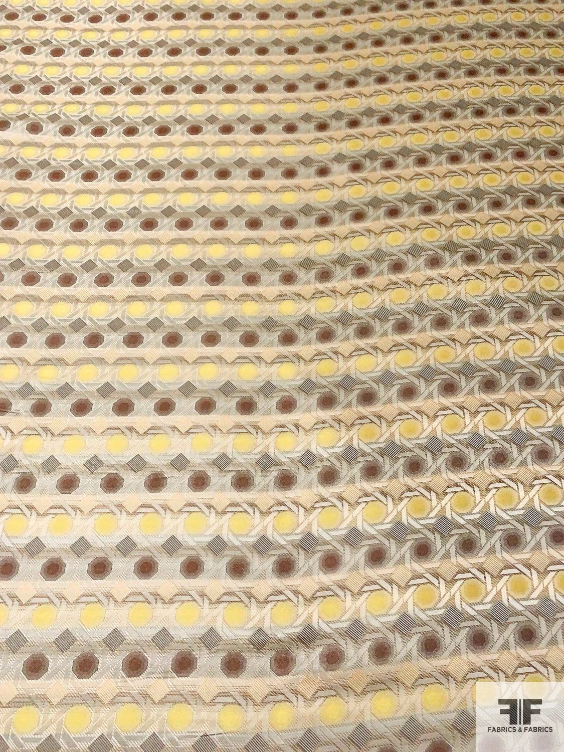 Geometric Lattice Silk Necktie Jacquard Brocade - Beige / Tan / Brown / Yellow 6 Geometric Lattice Silk Necktie Jacquard Brocade - Beige / Tan / Brown / Yellow - Image 4