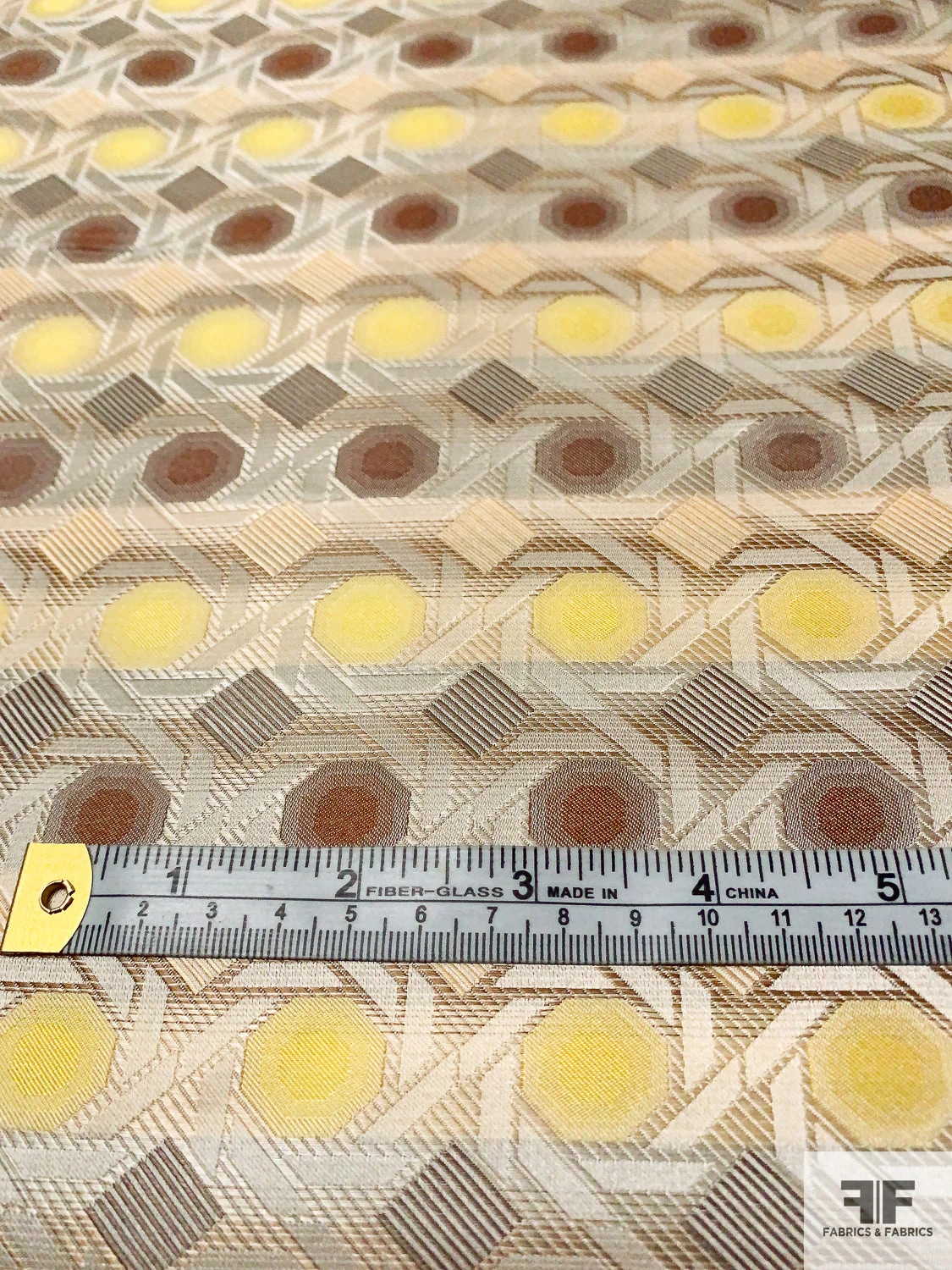 Geometric Lattice Silk Necktie Jacquard Brocade - Beige / Tan / Brown / Yellow 4 Geometric Lattice Silk Necktie Jacquard Brocade - Beige / Tan / Brown / Yellow - Image 2