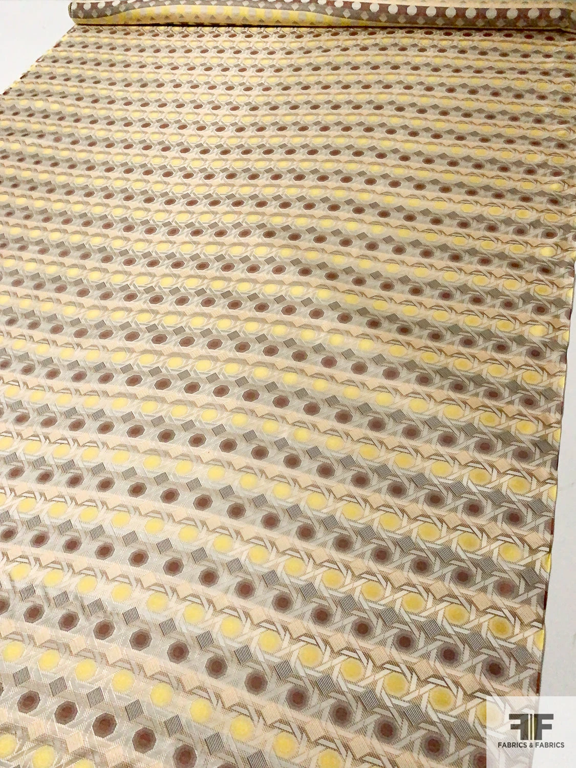 Geometric Lattice Silk Necktie Jacquard Brocade - Beige / Tan / Brown / Yellow 8 Geometric Lattice Silk Necktie Jacquard Brocade - Beige / Tan / Brown / Yellow - Image 6