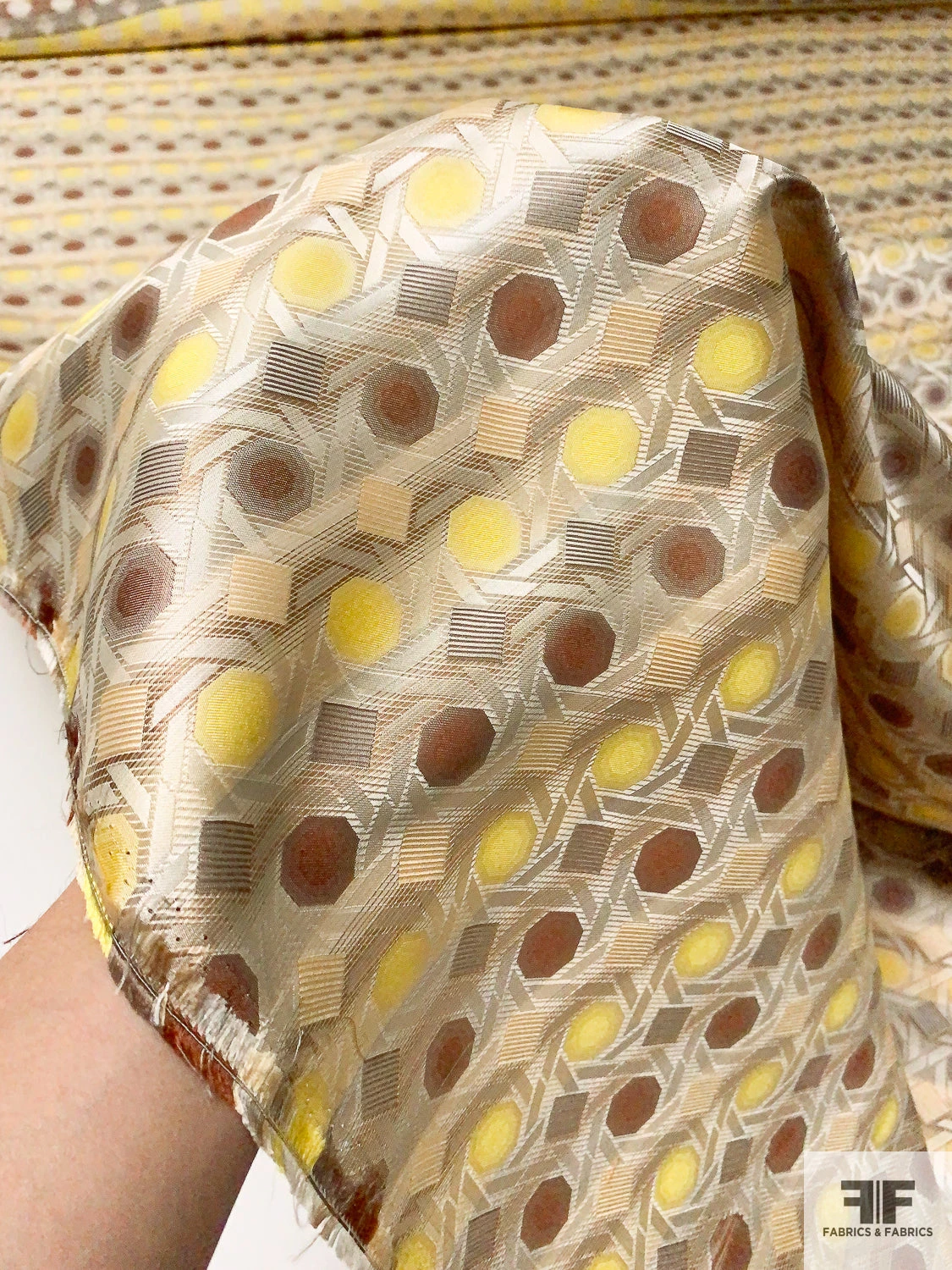 Geometric Lattice Silk Necktie Jacquard Brocade - Beige / Tan / Brown / Yellow 9 Geometric Lattice Silk Necktie Jacquard Brocade - Beige / Tan / Brown / Yellow - Image 7