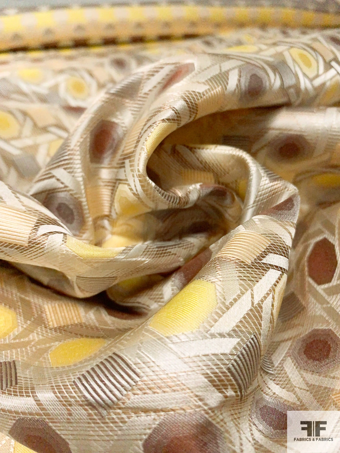 Geometric Lattice Silk Necktie Jacquard Brocade - Beige / Tan / Brown / Yellow 10 Geometric Lattice Silk Necktie Jacquard Brocade - Beige / Tan / Brown / Yellow - Image 8