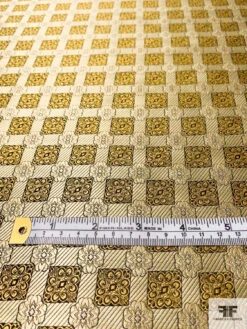 Ornate Grid Silk Necktie Jacquard Brocade - Yellow-Gold / Black 15 Ornate Grid Silk Necktie Jacquard Brocade - Yellow-Gold / Black -Fabrics And Fabrics Store 15796 5