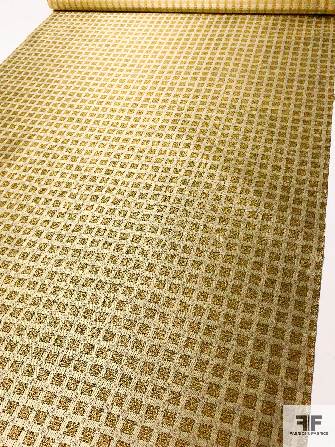 Ornate Grid Silk Necktie Jacquard Brocade - Yellow-Gold / Black 9 Ornate Grid Silk Necktie Jacquard Brocade - Yellow-Gold / Black - Image 7