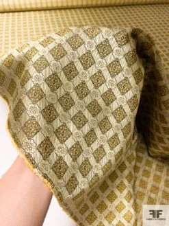 Ornate Grid Silk Necktie Jacquard Brocade - Yellow-Gold / Black 11 Ornate Grid Silk Necktie Jacquard Brocade - Yellow-Gold / Black -Fabrics And Fabrics Store 15796 7