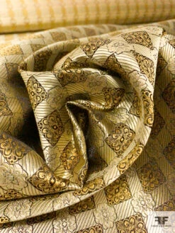 Ornate Grid Silk Necktie Jacquard Brocade - Yellow-Gold / Black 17 Ornate Grid Silk Necktie Jacquard Brocade - Yellow-Gold / Black -Fabrics And Fabrics Store 15796 8