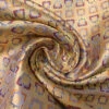 Inverse Geometric Silk Necktie Jacquard Brocade - Light Gold / Periwinkle / Burgundy / Turmeric -Fabrics And Fabrics Store 15798 1