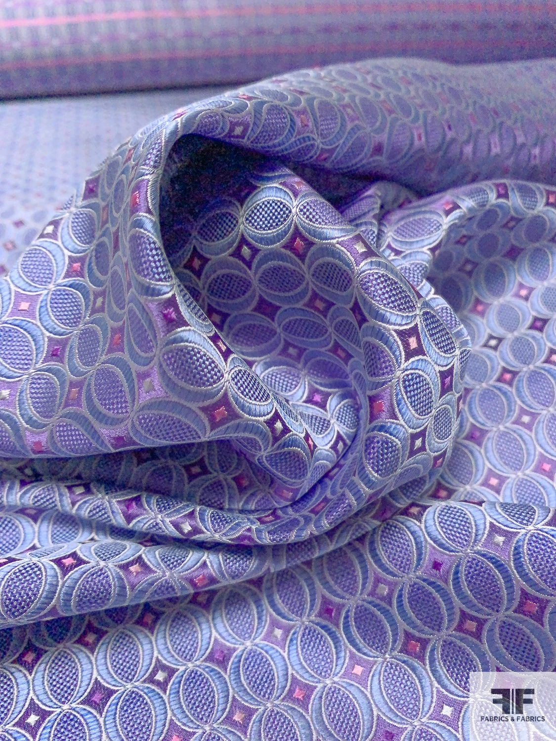 Oval Disc Silk Necktie Jacquard Brocade - Purple / Lavender / Light Blue 10 Oval Disc Silk Necktie Jacquard Brocade - Purple / Lavender / Light Blue - Image 8