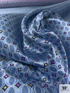 Oval Disc Silk Necktie Jacquard Brocade - Navy / Light Blue / Orchid Pinks -Fabrics And Fabrics Store 15801 8