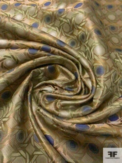 Geometric Lattice Silk Necktie Jacquard Brocade - Antique Green / Taupe / Ecru / Blue 12 Geometric Lattice Silk Necktie Jacquard Brocade - Antique Green / Taupe / Ecru / Blue -Fabrics And Fabrics Store 15808 2