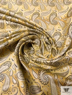 Paisley Silk Necktie Jacquard Brocade - Yellow / Black / Beige 12 Paisley Silk Necktie Jacquard Brocade - Yellow / Black / Beige -Fabrics And Fabrics Store 15810 2