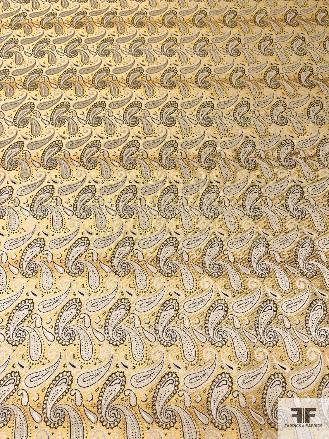 Paisley Silk Necktie Jacquard Brocade - Yellow / Black / Beige 8 Paisley Silk Necktie Jacquard Brocade - Yellow / Black / Beige - Image 6