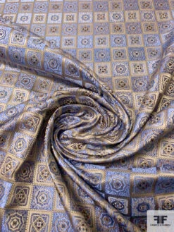Mosaic Checkered Silk Necktie Jacquard Brocade - Antique Olive / Carolina Blue / Navy 12 Mosaic Checkered Silk Necktie Jacquard Brocade - Antique Olive / Carolina Blue / Navy -Fabrics And Fabrics Store 15812 2