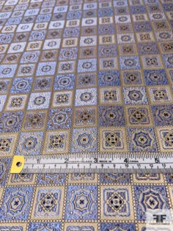 Mosaic Checkered Silk Necktie Jacquard Brocade - Antique Olive / Carolina Blue / Navy 15 Mosaic Checkered Silk Necktie Jacquard Brocade - Antique Olive / Carolina Blue / Navy -Fabrics And Fabrics Store 15812 5