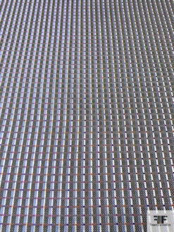 Timeless Grid Plaid Silk Necktie Jacquard Brocade - Grey / Black / Multicolor -Fabrics And Fabrics Store 15814 3