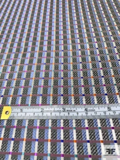 Timeless Grid Plaid Silk Necktie Jacquard Brocade - Grey / Black / Multicolor -Fabrics And Fabrics Store 15814 5