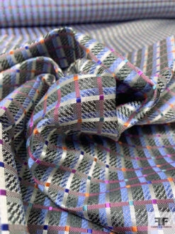 Timeless Grid Plaid Silk Necktie Jacquard Brocade - Grey / Black / Multicolor -Fabrics And Fabrics Store 15814 8