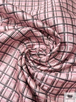 Fine Plaid Silk Necktie Jacquard Brocade - Baby Pink / Light Grey / Black 14 Fine Plaid Silk Necktie Jacquard Brocade - Baby Pink / Light Grey / Black -Fabrics And Fabrics Store 15816 1