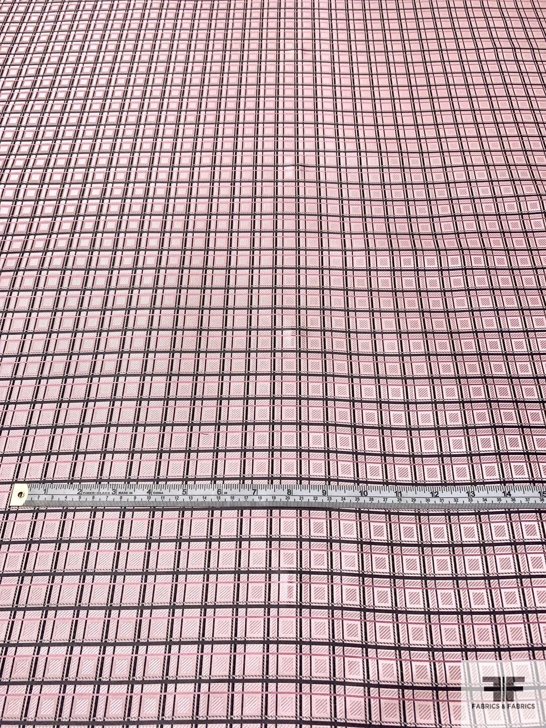 Fine Plaid Silk Necktie Jacquard Brocade - Baby Pink / Light Grey / Black 8 Fine Plaid Silk Necktie Jacquard Brocade - Baby Pink / Light Grey / Black - Image 6