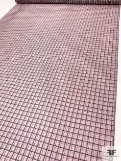 Fine Plaid Silk Necktie Jacquard Brocade - Baby Pink / Light Grey / Black 16 Fine Plaid Silk Necktie Jacquard Brocade - Baby Pink / Light Grey / Black -Fabrics And Fabrics Store 15816 6