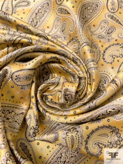 Paisley Silk Necktie Jacquard Brocade - Yellow / Taupe / Black 13 Paisley Silk Necktie Jacquard Brocade - Yellow / Taupe / Black -Fabrics And Fabrics Store 15818 1
