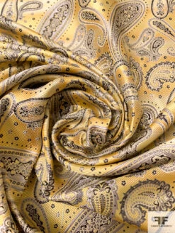 Paisley Silk Necktie Jacquard Brocade - Yellow / Taupe / Black 12 Paisley Silk Necktie Jacquard Brocade - Yellow / Taupe / Black -Fabrics And Fabrics Store 15818 2