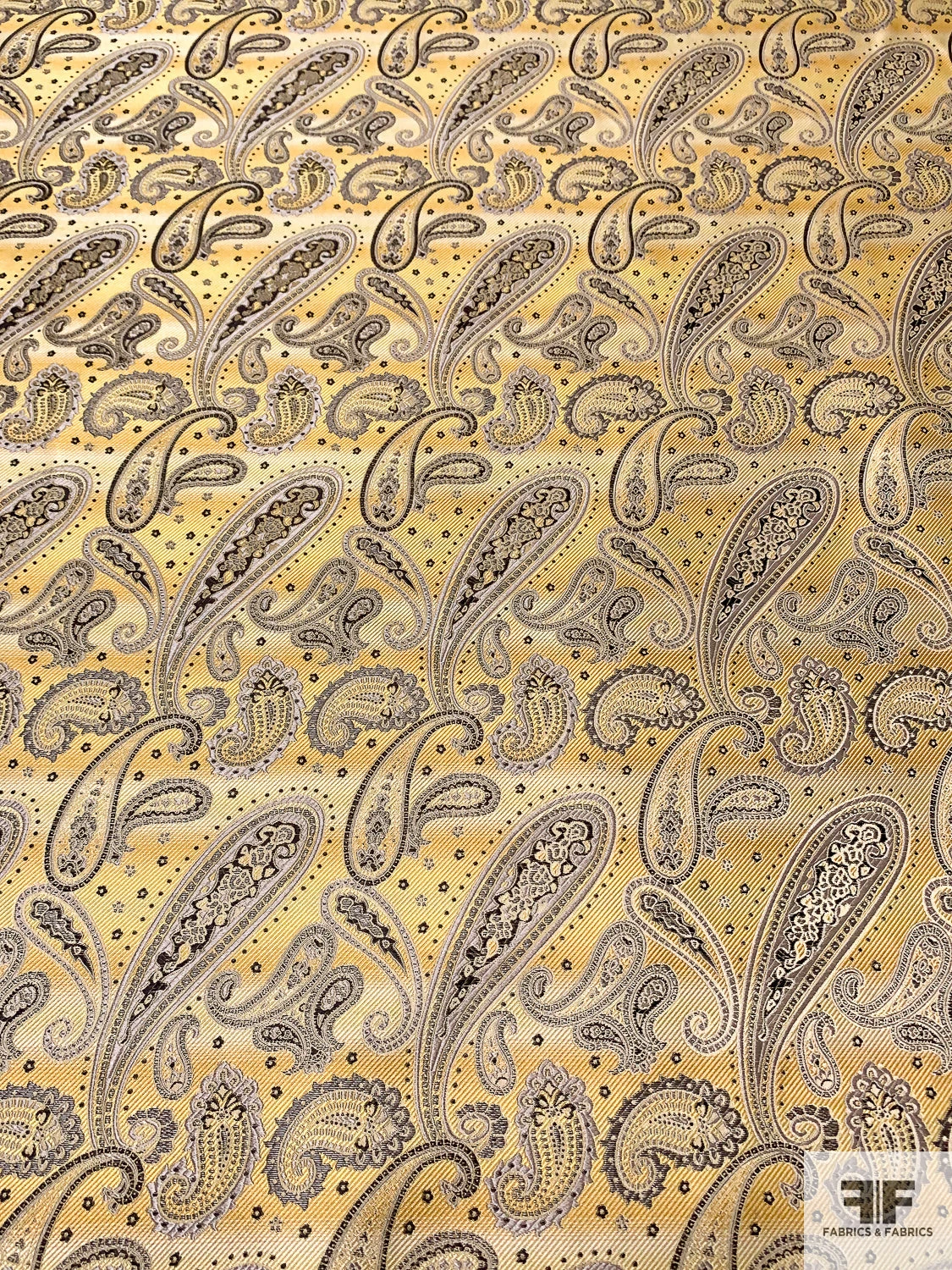 Paisley Silk Necktie Jacquard Brocade - Yellow / Taupe / Black 3 Paisley Silk Necktie Jacquard Brocade - Yellow / Taupe / Black