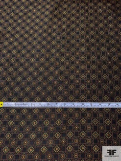 Floral Geometric Lattice Silk Necktie Jacquard Brocade - Black / Brown / Olive / Antique Light Gold 14 Floral Geometric Lattice Silk Necktie Jacquard Brocade - Black / Brown / Olive / Antique Light Gold -Fabrics And Fabrics Store 15819 4