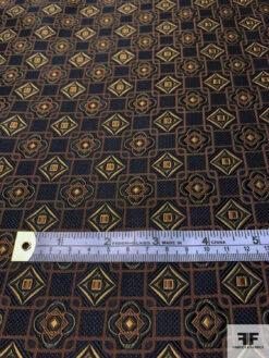 Floral Geometric Lattice Silk Necktie Jacquard Brocade - Black / Brown / Olive / Antique Light Gold 15 Floral Geometric Lattice Silk Necktie Jacquard Brocade - Black / Brown / Olive / Antique Light Gold -Fabrics And Fabrics Store 15819 5