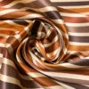 Horizontal Striped Silk Necktie Jacquard Brocade - Saddle / Browns / Ecru -Fabrics And Fabrics Store 15821 1