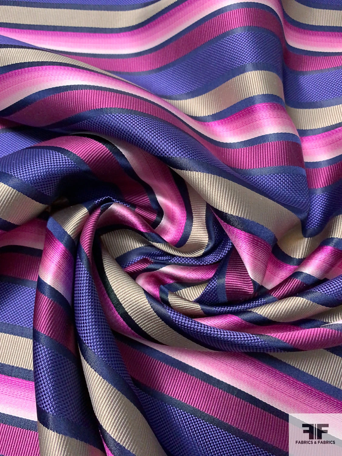 Horizontal Striped Silk Necktie Jacquard Brocade - Magenta / Purple / Navy / Ecru 3 Horizontal Striped Silk Necktie Jacquard Brocade - Magenta / Purple / Navy / Ecru
