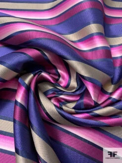 Horizontal Striped Silk Necktie Jacquard Brocade - Magenta / Purple / Navy / Ecru 12 Horizontal Striped Silk Necktie Jacquard Brocade - Magenta / Purple / Navy / Ecru -Fabrics And Fabrics Store 15822 2