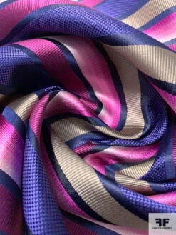 Horizontal Striped Silk Necktie Jacquard Brocade - Magenta / Purple / Navy / Ecru 13 Horizontal Striped Silk Necktie Jacquard Brocade - Magenta / Purple / Navy / Ecru -Fabrics And Fabrics Store 15822 3